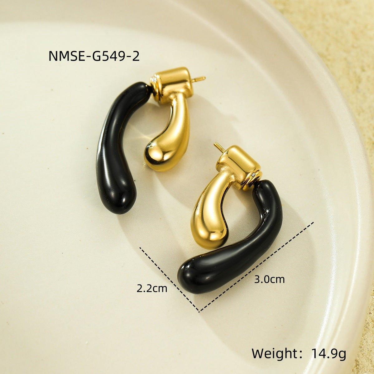 Pendientes de lágrima de esmalte estilo dulce en acero inoxidable con forma geométrica y diseño irregular para mujer