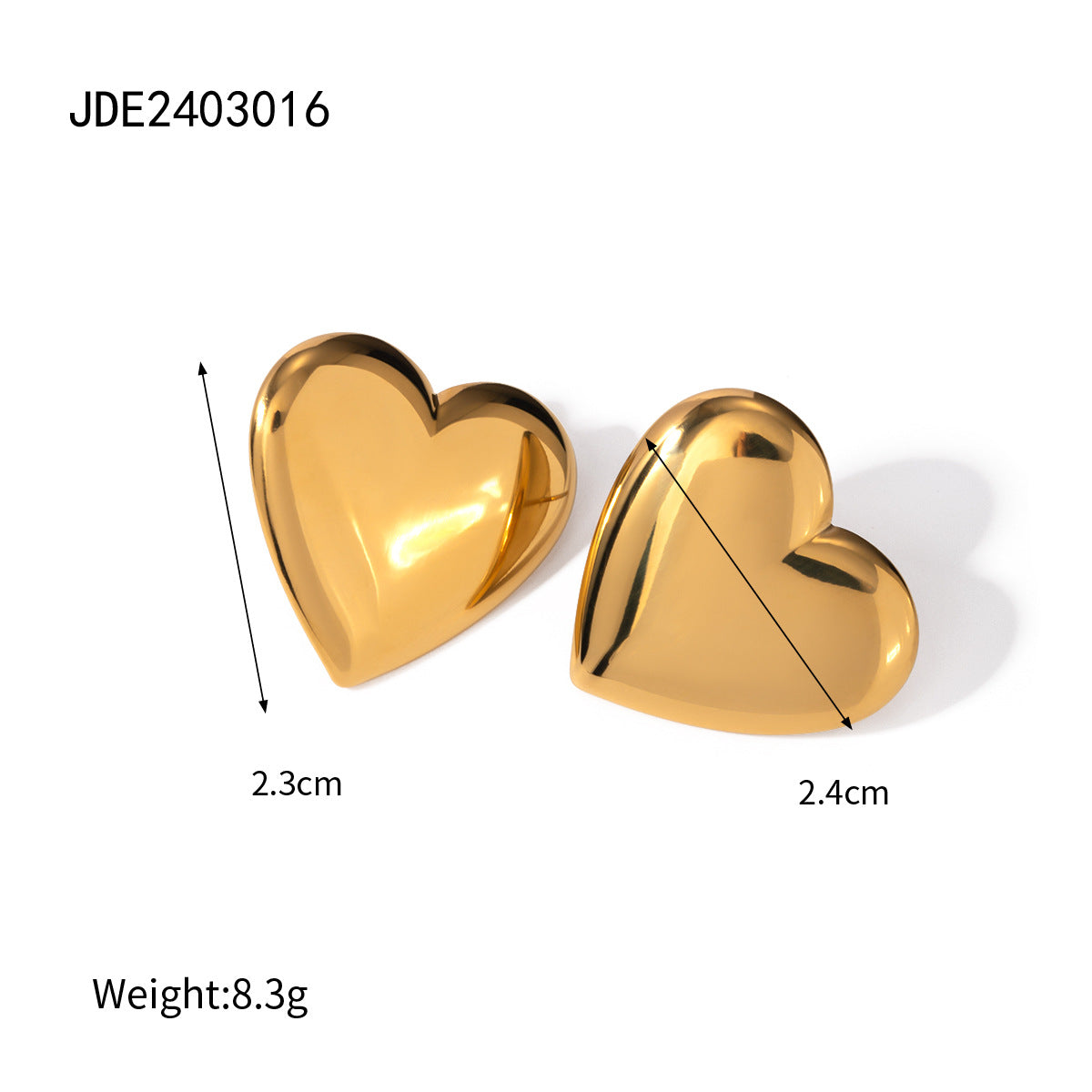 Pendientes de acero inoxidable minimalistas con forma de corazón y acabado chapado para mujer