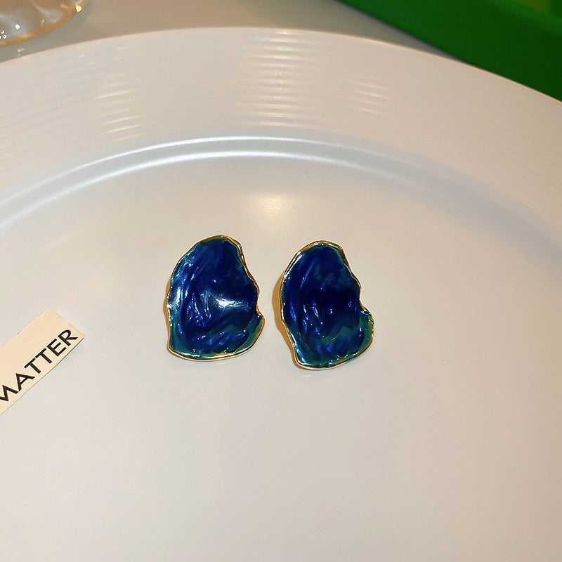 Chic Vintage Heart-Shaped Enamel Earrings with 925 Sterling Silver Posts for Women