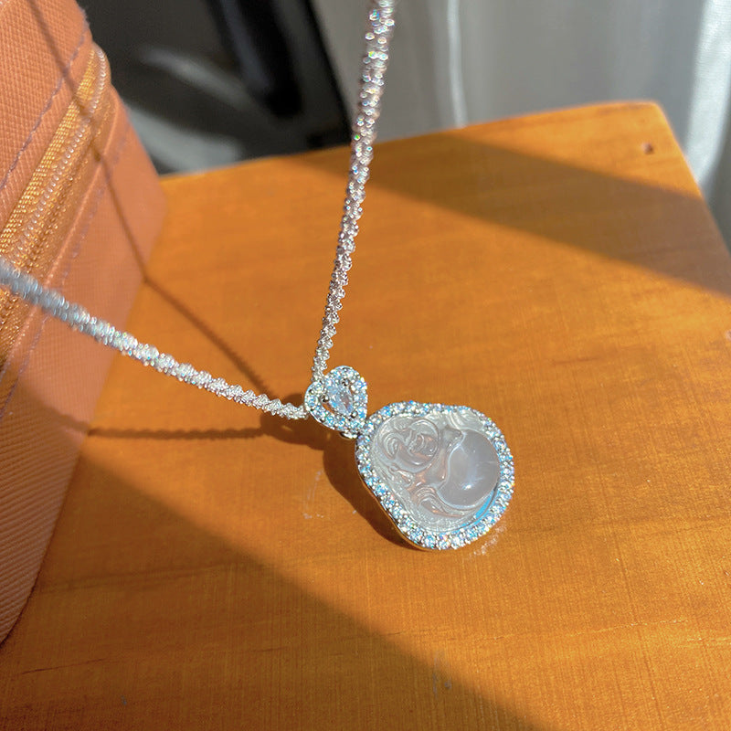Sweet Sporty Animal Cubic Zirconia Pearl Pendant Titanium Steel Necklace for Unisex