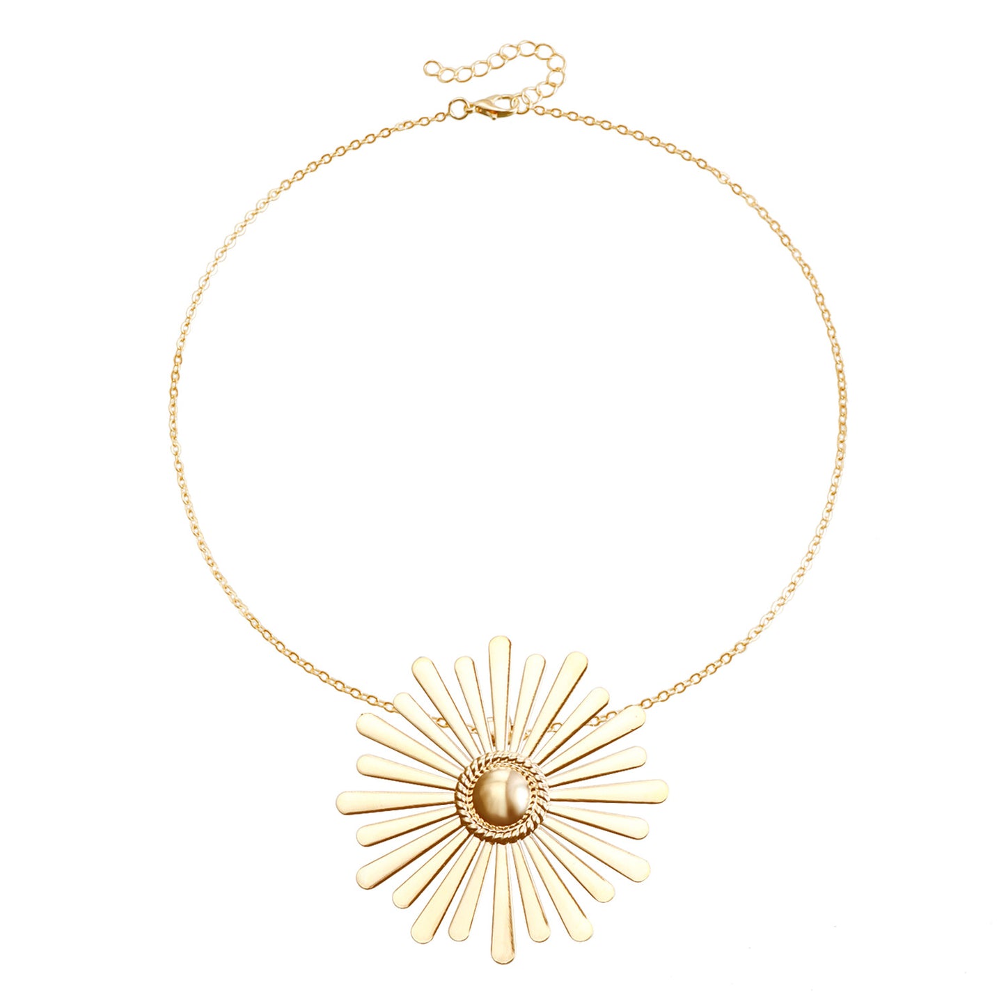 Collar con Colgante de Girasol Minimalista en Aleación con Acabado Pulido para Mujer