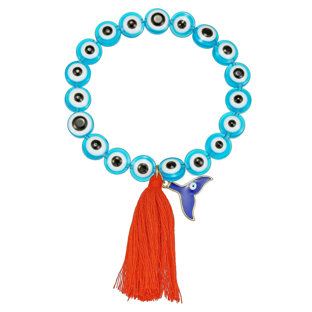 Handmade Geometric Round Evil Eye Mermaid Tassel Bracelet for Unisex