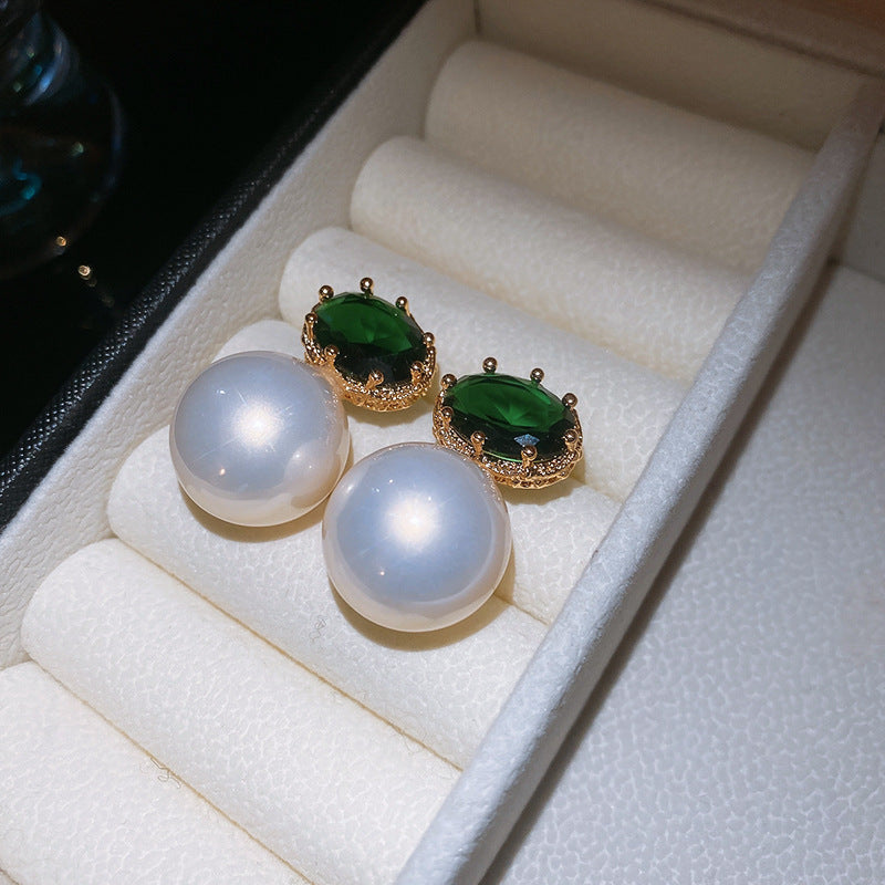Orecchini a perno con perle stile vintage francese elegante con perni in acciaio placcato per donna, uso quotidiano, design rotondo geometrico minimalista, look di lusso