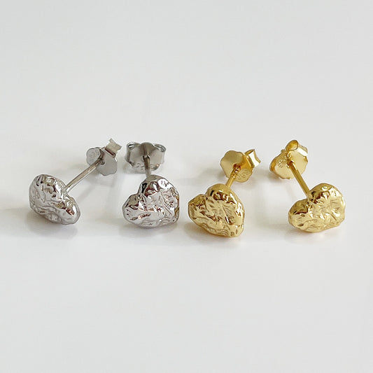 Pendientes de Corazón de Plata de Ley 925 Vintage Bañados