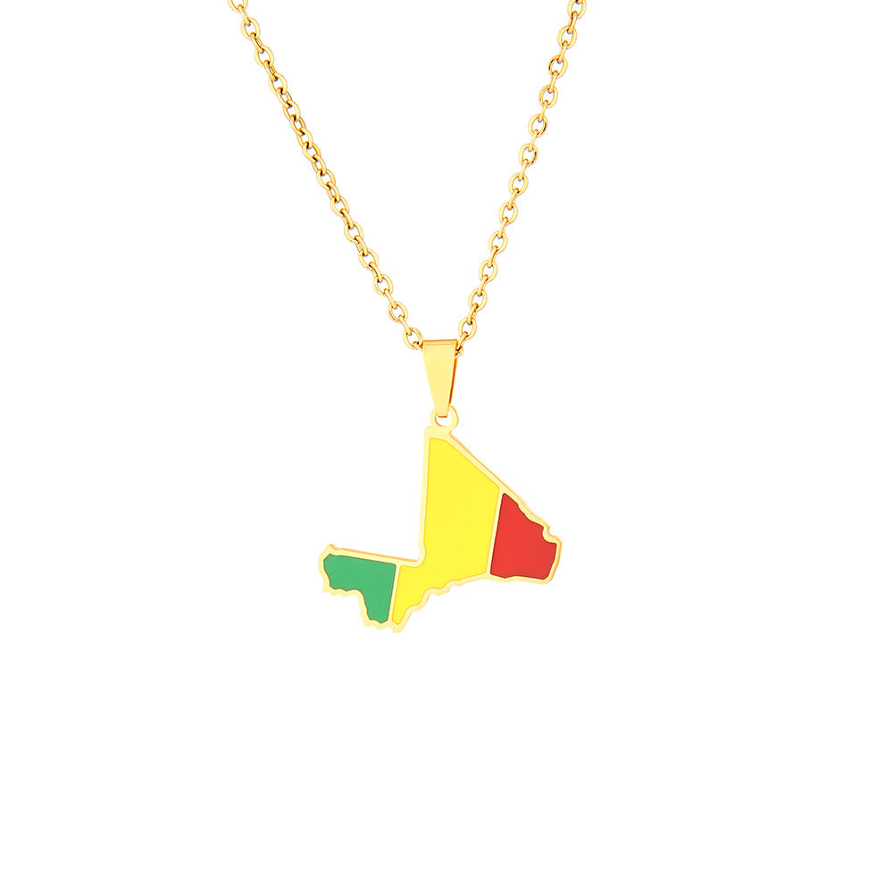 Collana con ciondolo in acciaio inossidabile placcato titanio stile etnico geometrico con catena a maglie per unisex