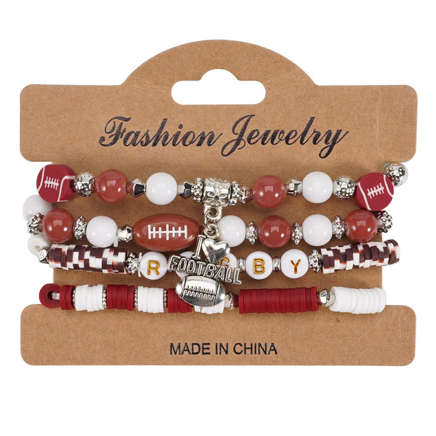 Unisex Sports Ball Charm Bracelet Set Glass Basketball Football Baseball Volleyball Elements