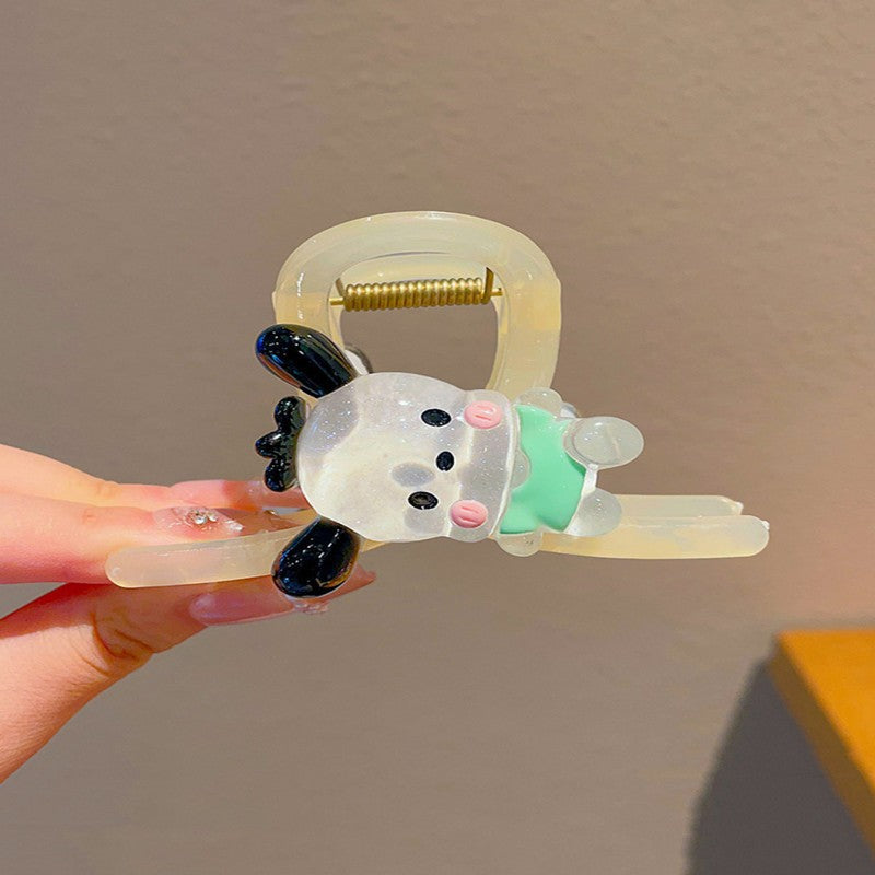 Simpatica Clip per Capelli Sanrio Cartone Animato con Fiocco in Resina Plastica Accessorio per Capelli per Ragazze Dolce Forcina per Studentessa Clip a Squalo per Acconciatura Coda di Cavallo
