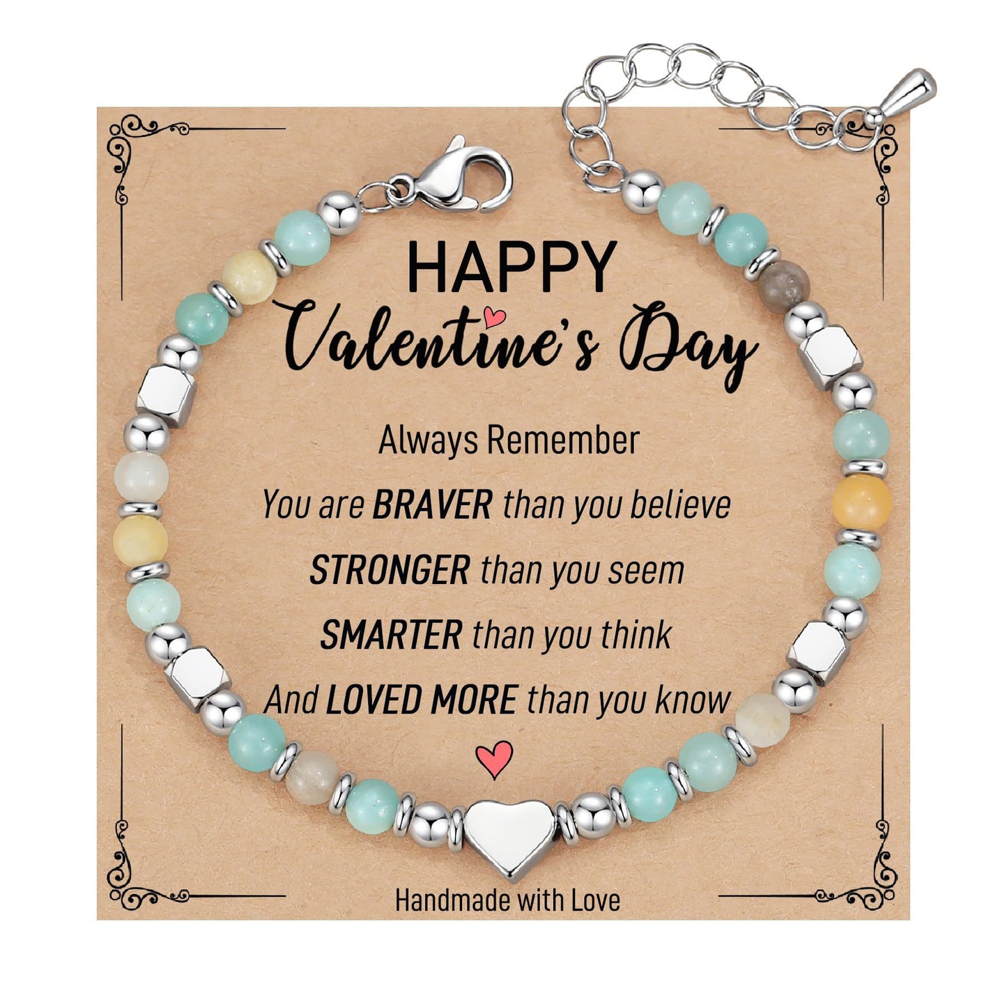 Fashion Heart Shaped Crystal Beaded Stainless Steel Bracelet for Women