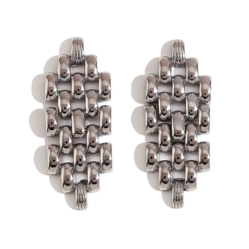 Orecchini in acciaio inossidabile geometrici d'ispirazione vintage con placcatura in oro 18 carati da donna
