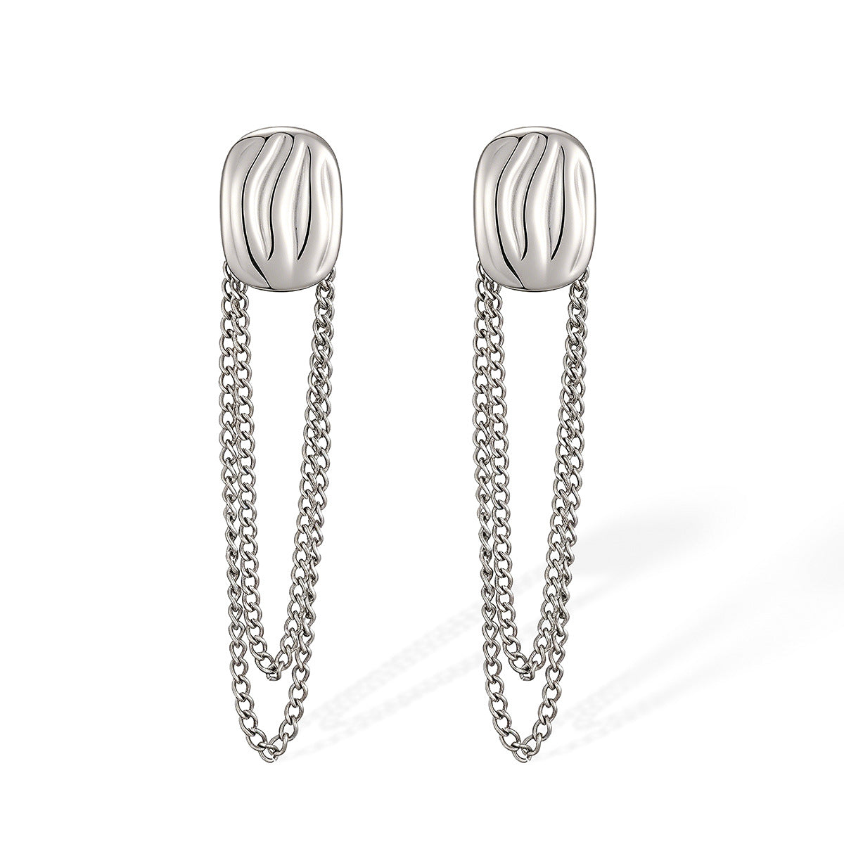 Minimalist 18K Gold Plated Geometric Stainless Steel Tassel Earrings for Women
