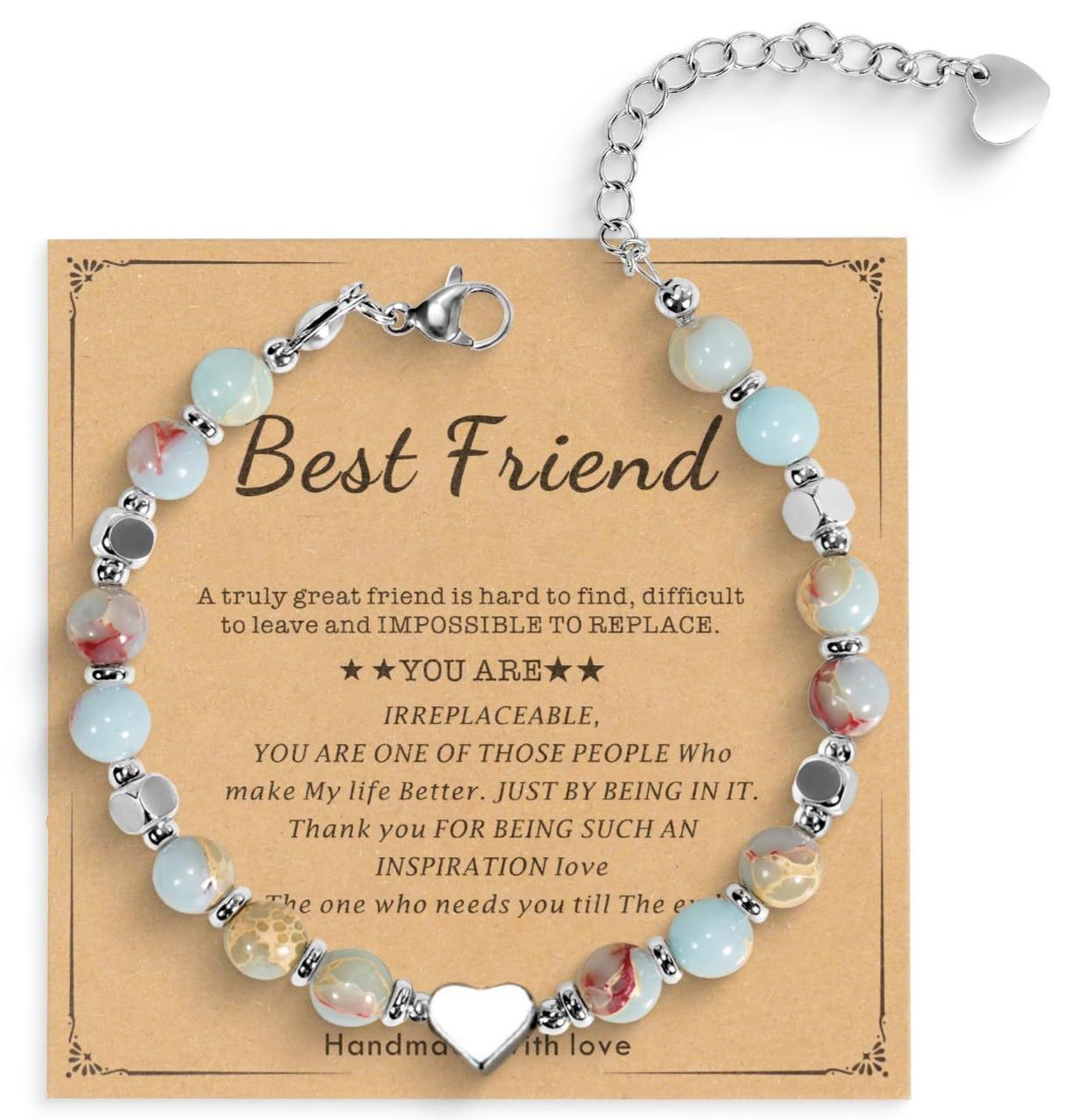 Minimalist Stainless Steel Square Bead Heart Charm Bracelet Adjustable Unisex Jewelry