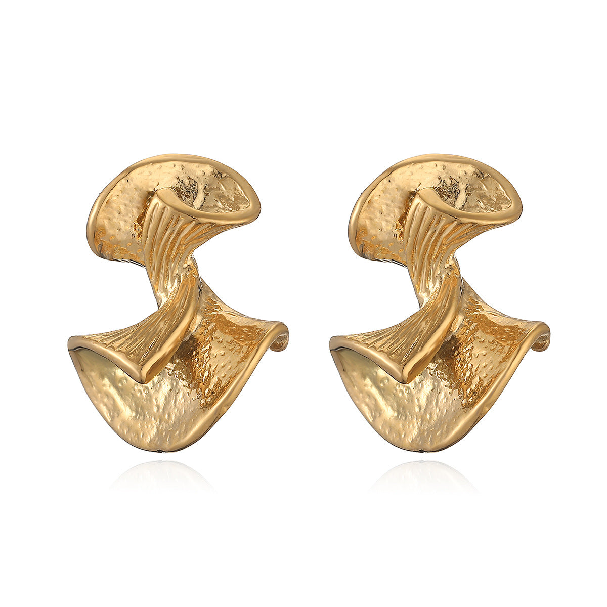 Irregular Geometric Stainless Steel Earrings for Women with 18K Gold Plated Posts, Fashionable and Versatile Minimalist Ear Studs