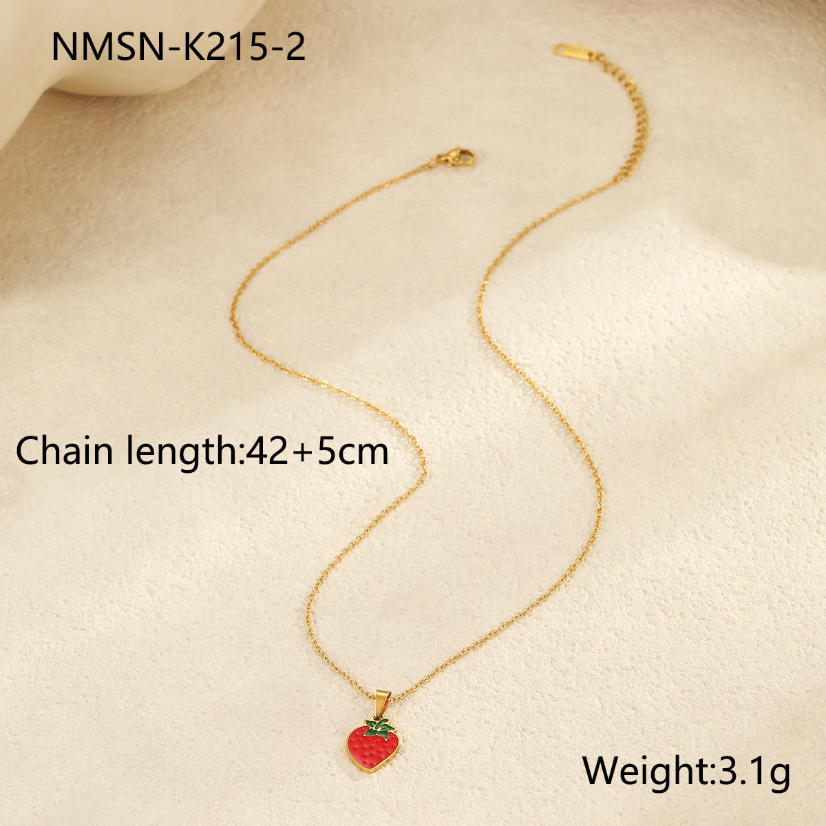 Fashionable Fruit-Shaped Stainless Steel Necklace with Enamel Finish and 18K Gold Plating for Women