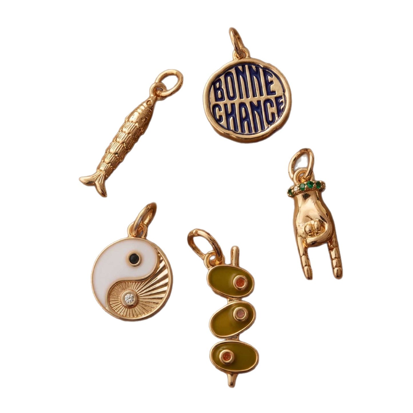 Casual Gold Plated Brass Round Pendant Charm Bar