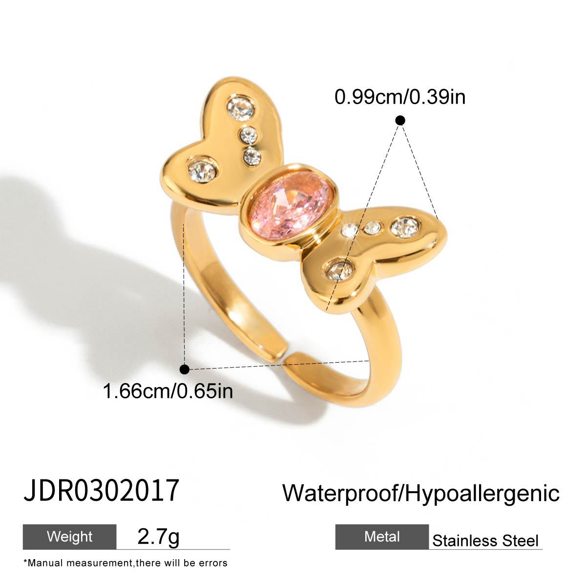 Anello da donna in acciaio inossidabile geometrico all'avanguardia con intarsio di zirconi rosa, gioielli di lusso elettrodeposti