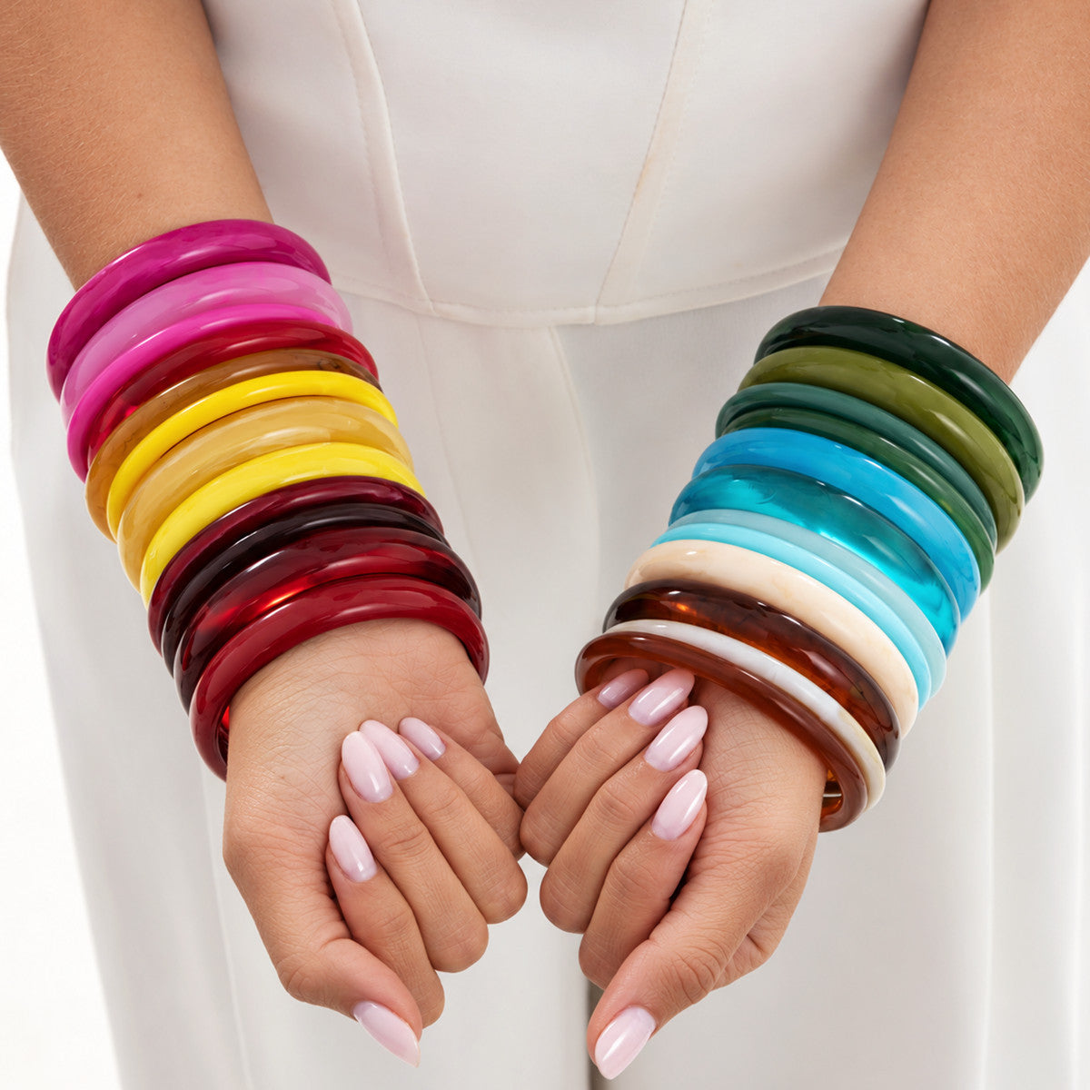 Fashion Gradient Geometric Resin Bangle Bracelet