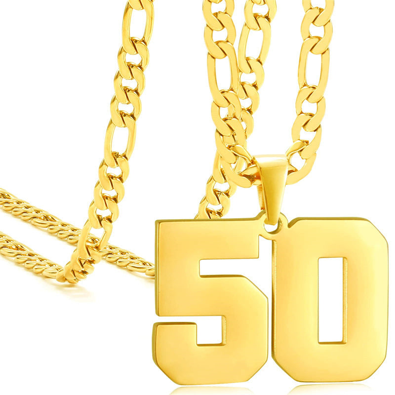 Minimalist Numeric Pendant Necklace for Men and Women Stainless Steel Chain with Polished Titanium Steel Charm
