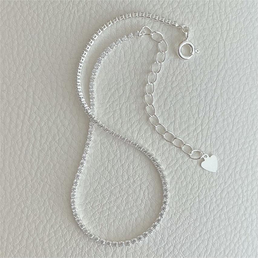 Tobillera Minimalista con Forma de Estrella de Plata Esterlina S925, Incrustaciones de Diamantes de Imitación, Acabado Galvanizado