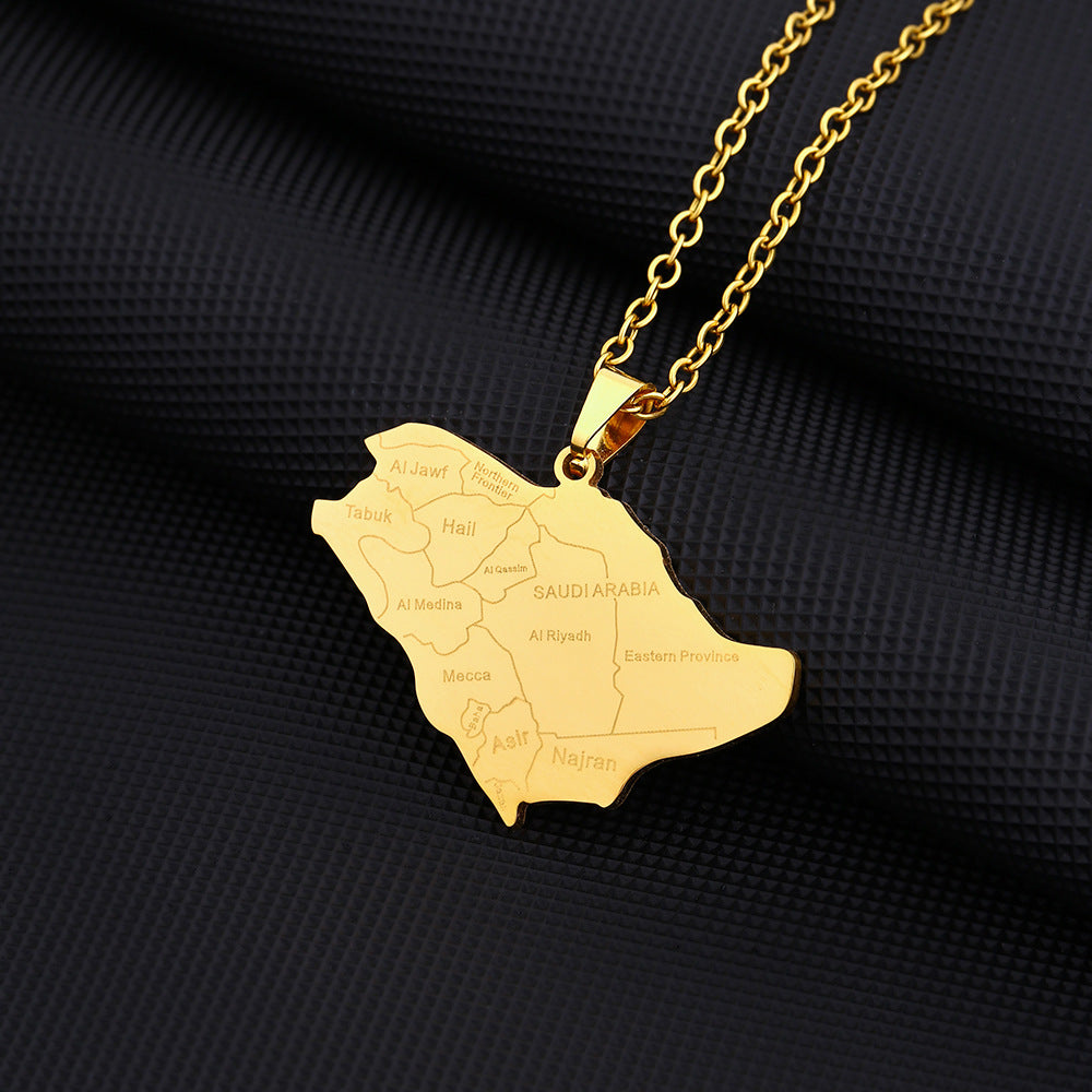 Collana con ciondolo geometrico in acciaio inossidabile con charm in acciaio al titanio e finitura placcata per moda unisex