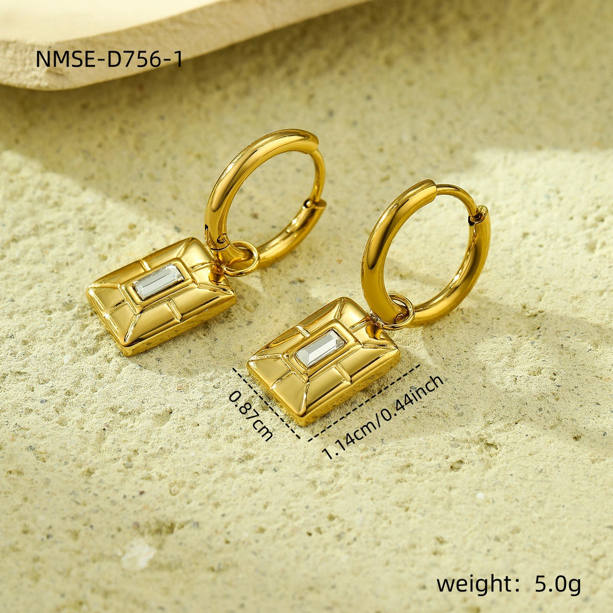 Minimalist Square Zirconia Titanium Steel Stud Earrings for Women with Plating Finish
