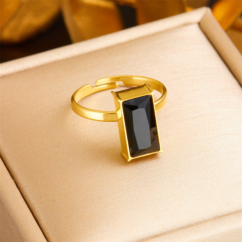 Anello Vintage da Donna in Acciaio Inossidabile con Farfalla Geometrica a Triangolo Ovale e Intarsio di Strass