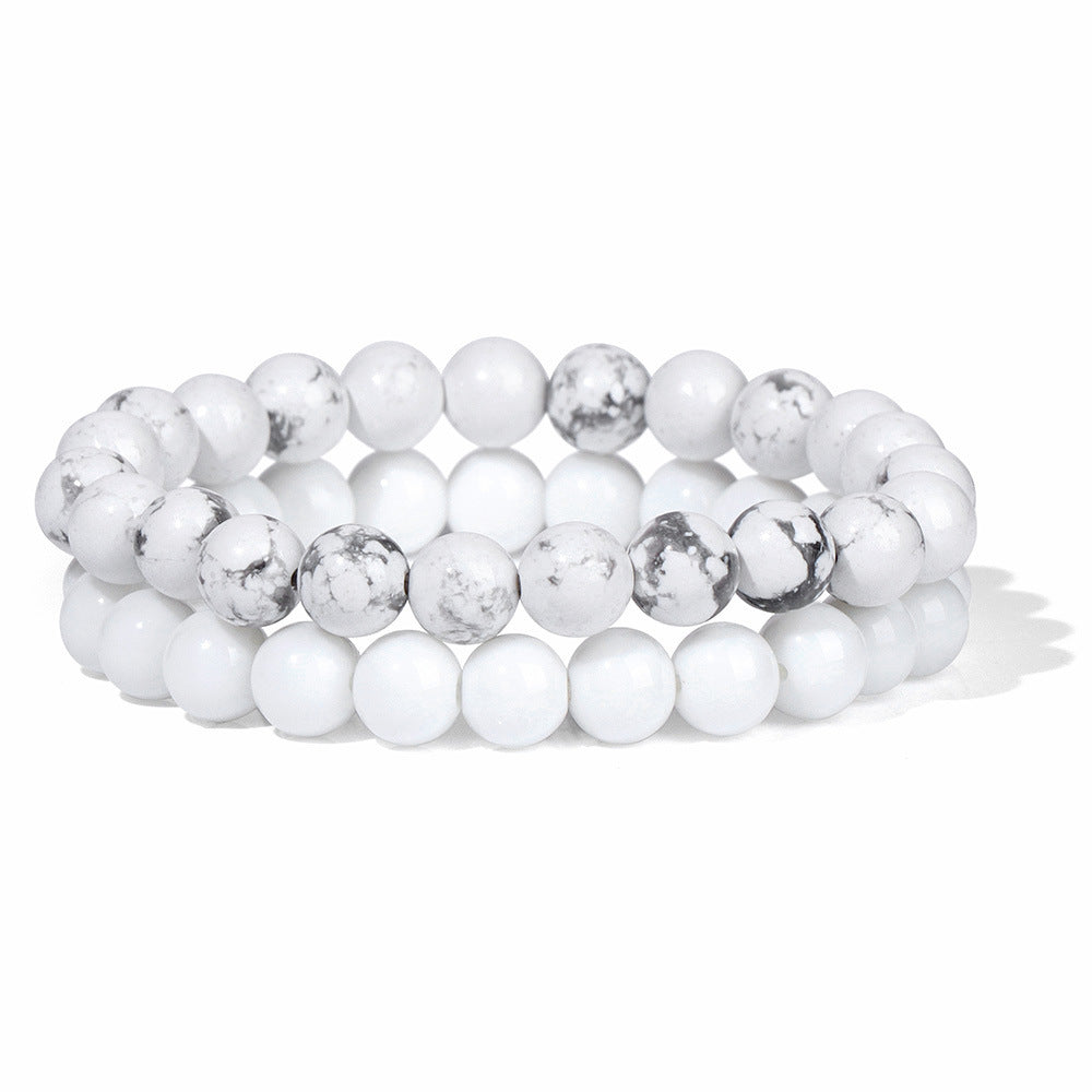 Vintage Business Geometric Natural Gemstone Beaded Bracelet Set for Unisex