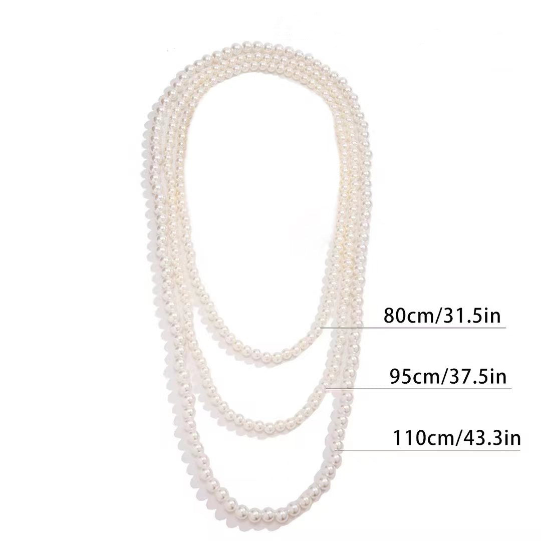 Elegant Multi-Layer Imitation Pearl Beaded Tassel Necklace for Women
