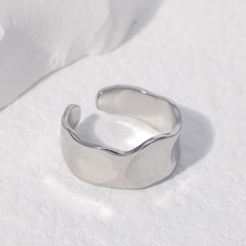 Anello Aperto Minimalista in Acciaio Inossidabile Geometrico da Donna con Finitura Placcata e Design a Linea Pulita