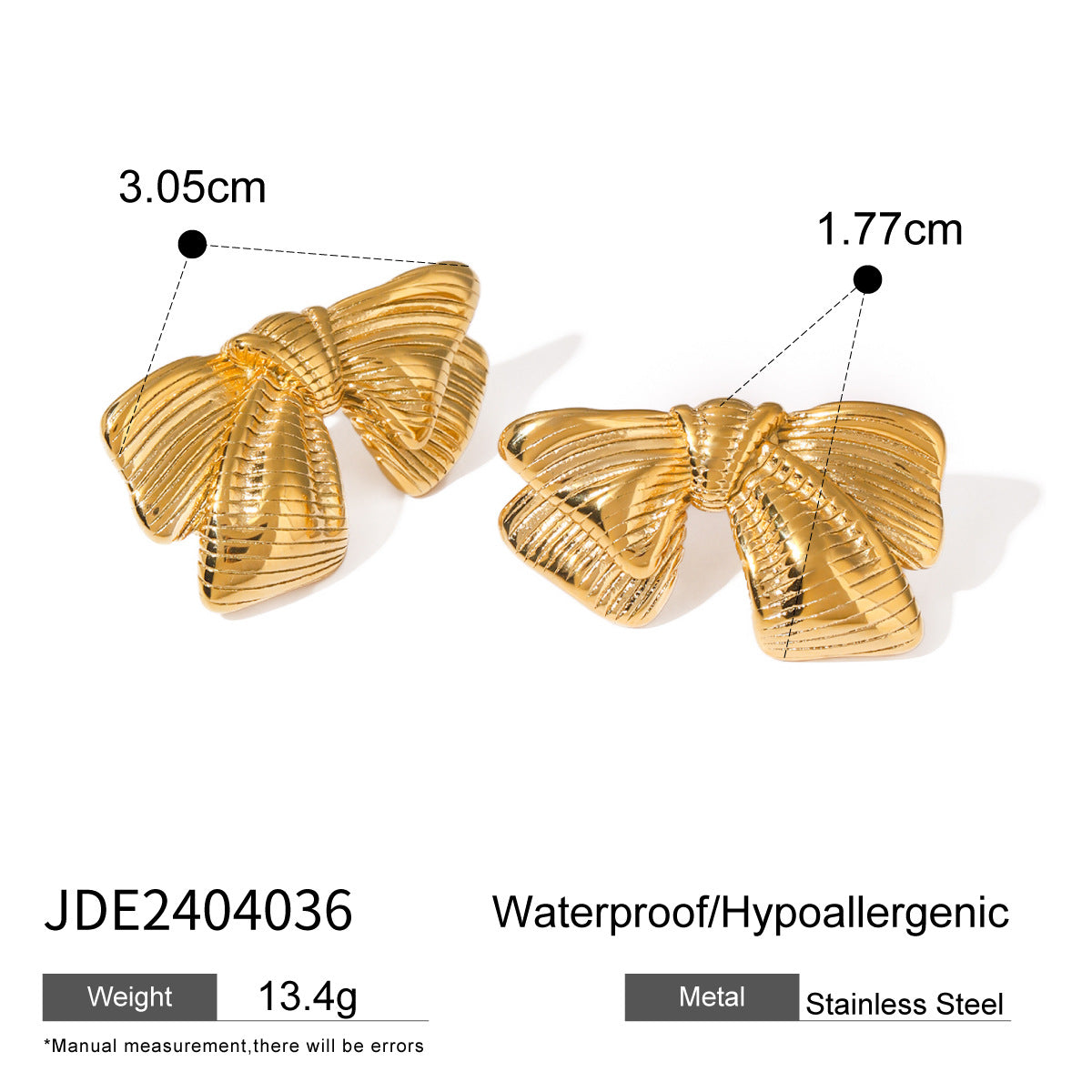 Pendientes de tuerca de lazo de acero inoxidable chapados en oro de 18 quilates de moda para mujer