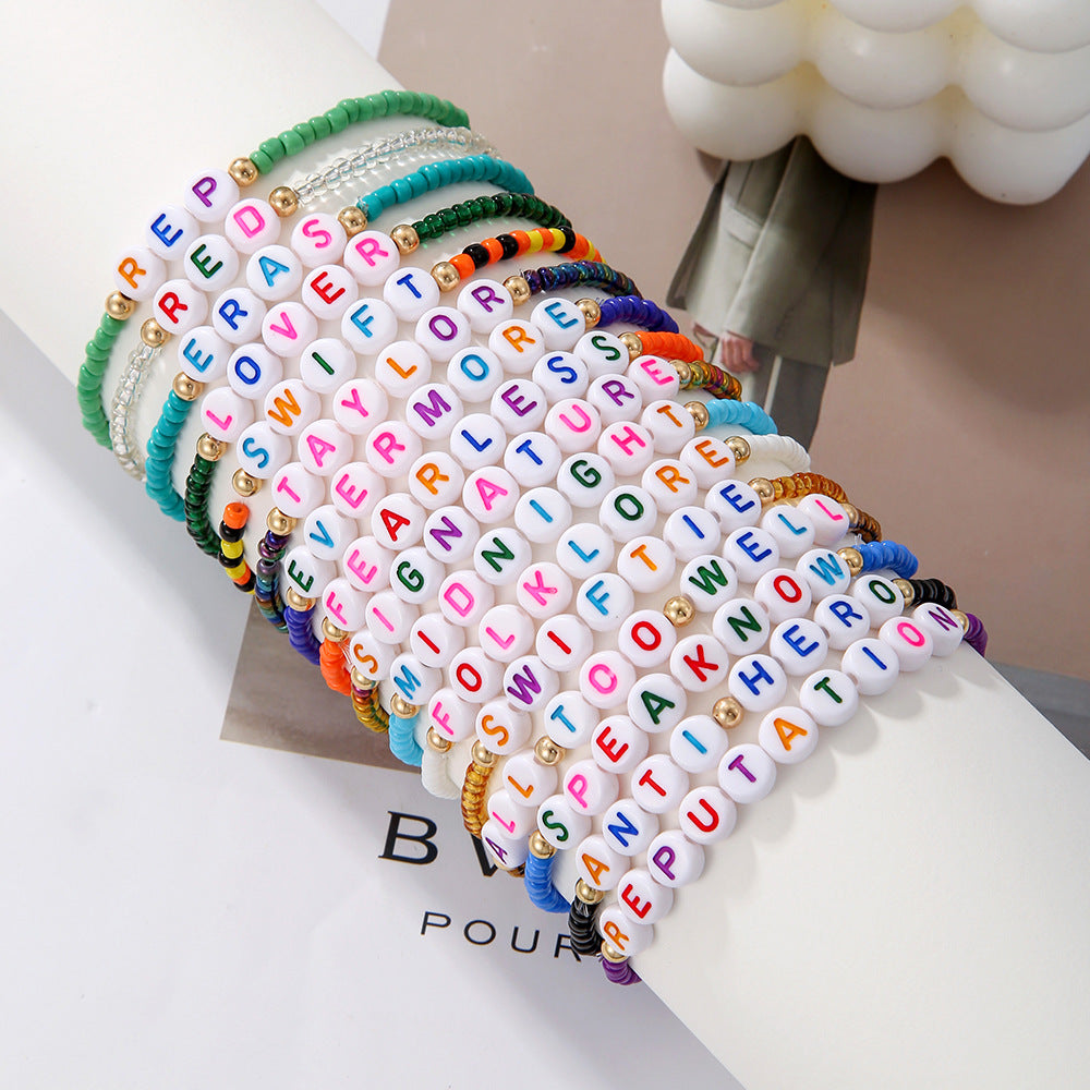 Bohemian Geometric Round Acrylic Beaded Bracelet Set
