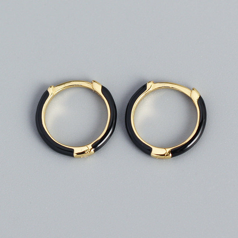 Orecchini a cerchio in argento Sterling S925 geometrici minimalisti rivestiti in resina con finitura premium