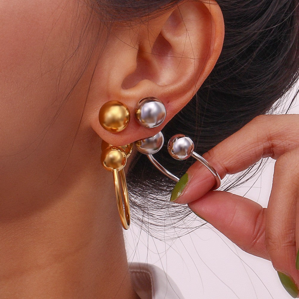 Orecchini a cerchio da donna in stile vintage con geometria a U in acciaio al titanio, placcati oro 18 carati e inserti in acrilico