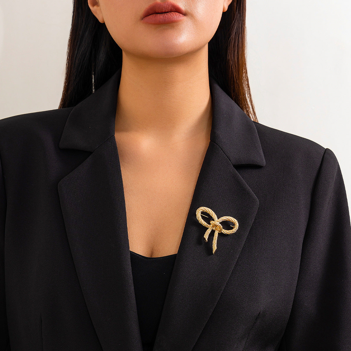 Minimalist Irregular Lava Letter Brooch with Tassel and Bow Design for Women Alloy Pin Jewelry