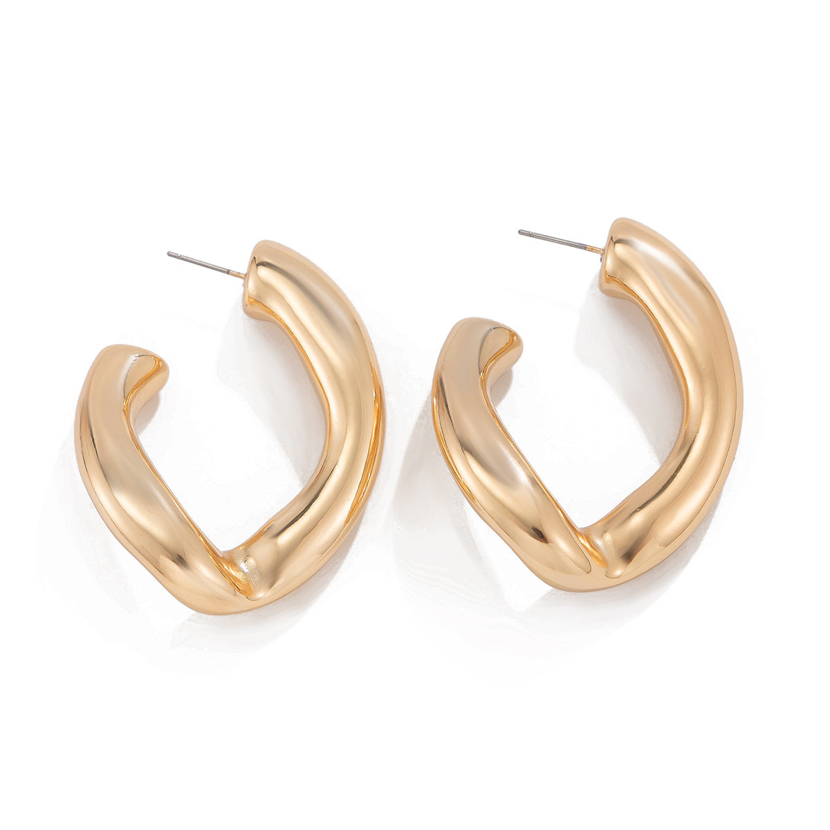 Pendientes geométricos asimétricos con forma de lágrima, dulces y atrevidos, de aleación con acabado galvanizado para mujer