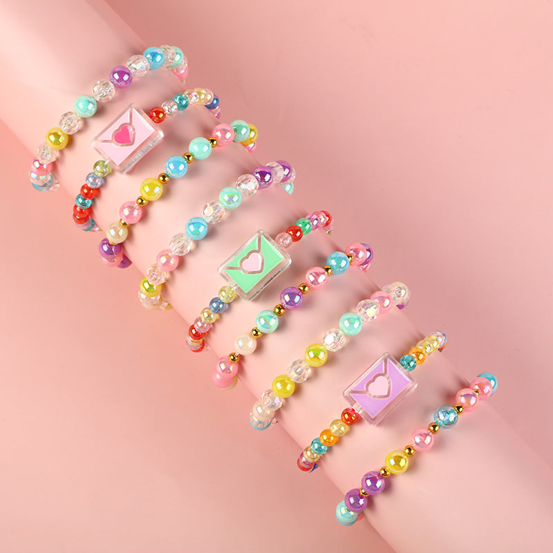 Braccialetto Acrilico Colorato a Forma di Busta per Bambini con Design Geometrico e Stile Graziosa Principessa