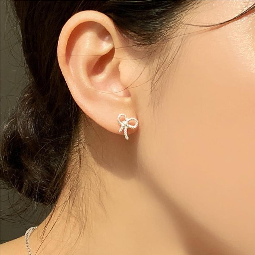 Minimalist Bowknot Earrings in 925 Sterling Silver with Plated Finish for Women