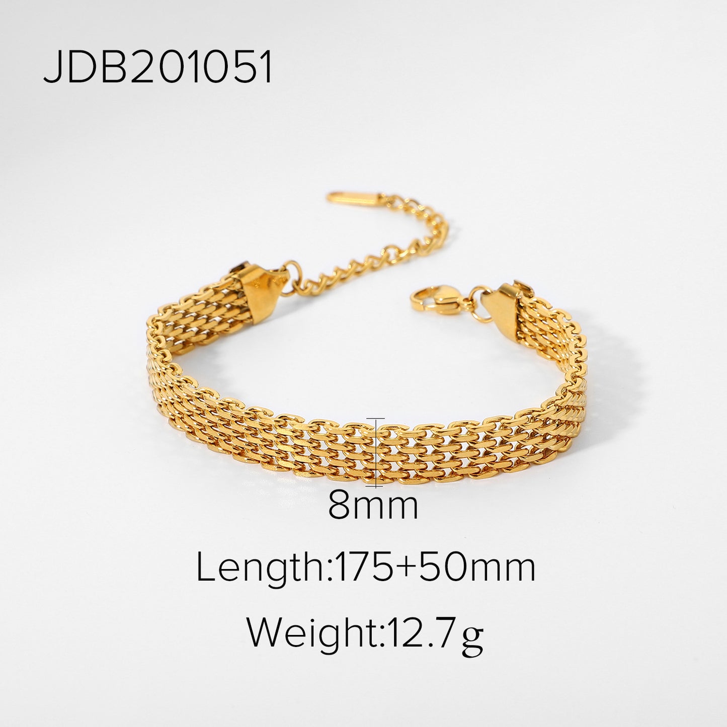 Vintage Geometric Plated Stainless Steel Cuban Link Chain Bracelet for Women