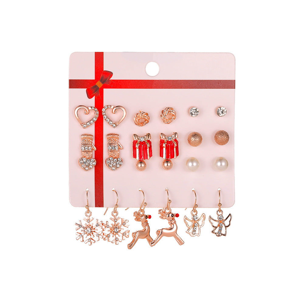 Vintage-Style Deer-Shaped Alloy Stud Earrings with Plated Finish for Women