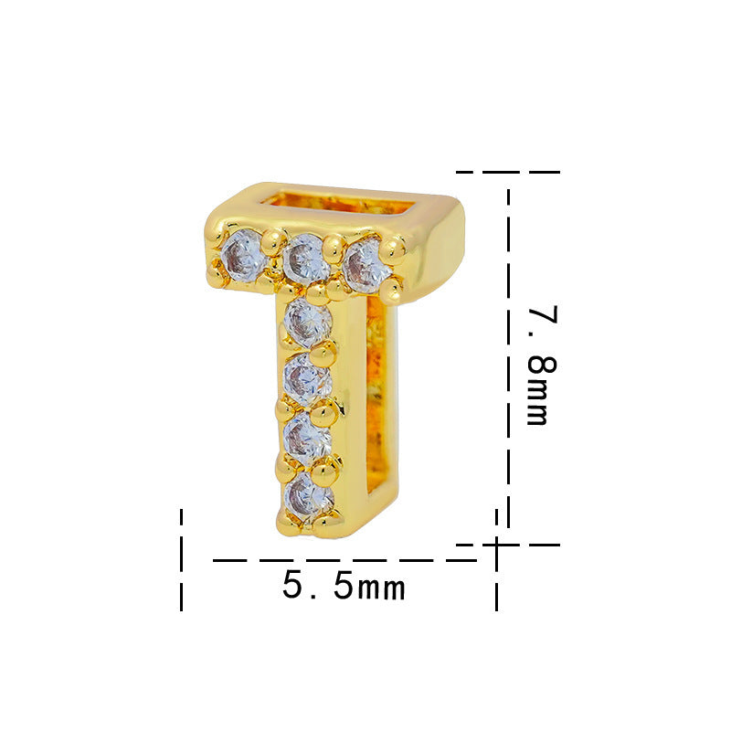 Collana con Ciondolo a Lettera Minimalista da Donna in Acciaio al Titanio con Placcatura in Oro 18K e Strass su Catena O-Ring