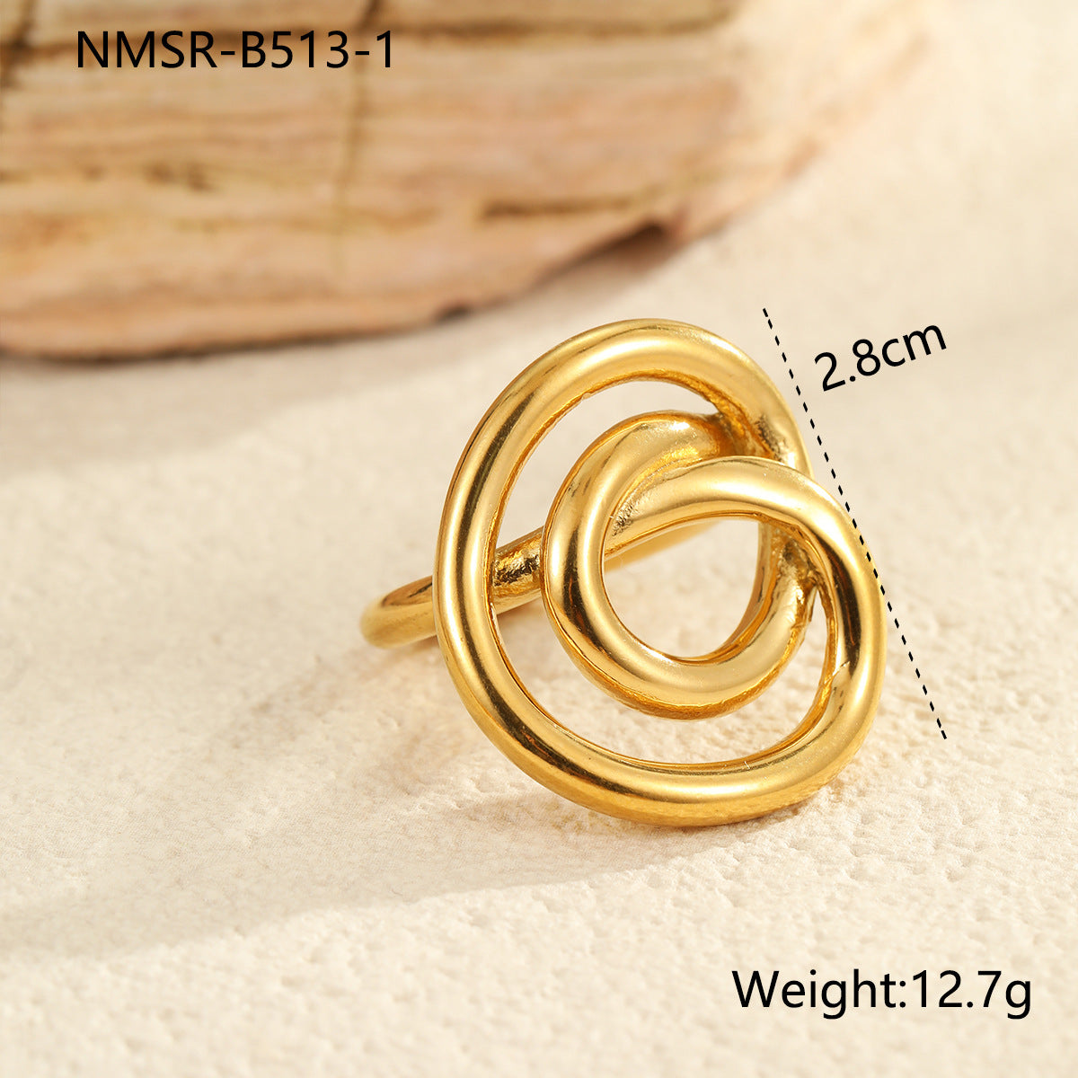 Anillo minimalista geométrico de acero de titanio para mujer con acabado chapado, banda personalizada de acero inoxidable de alta gama