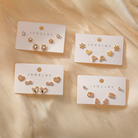 Geometric Fashion Earrings for Women with Copper Base Plated in 18K Gold and Zircon Inlay