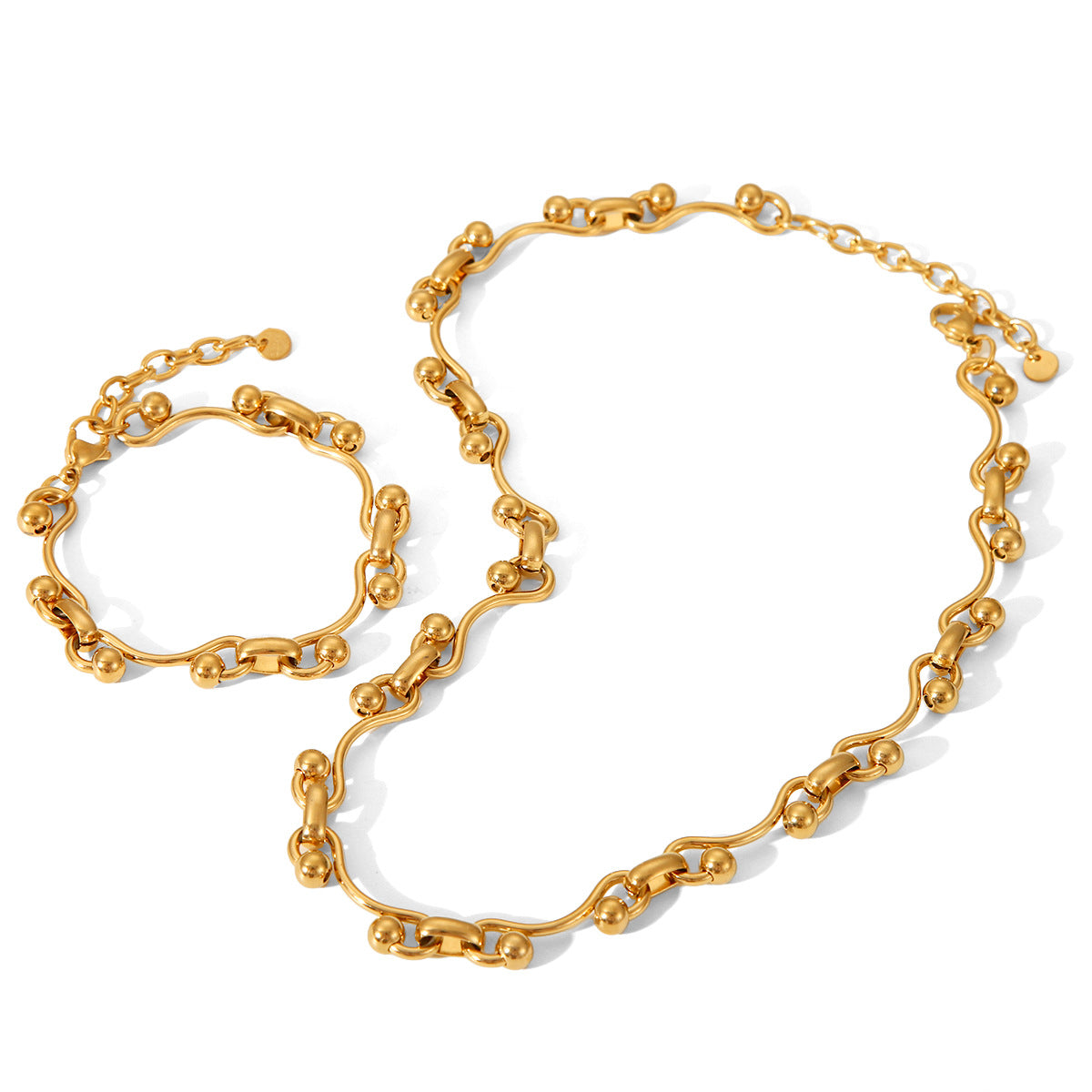 Collana minimalistica geometrica in acciaio inossidabile da donna con finitura galvanizzata a catena fatta a mano