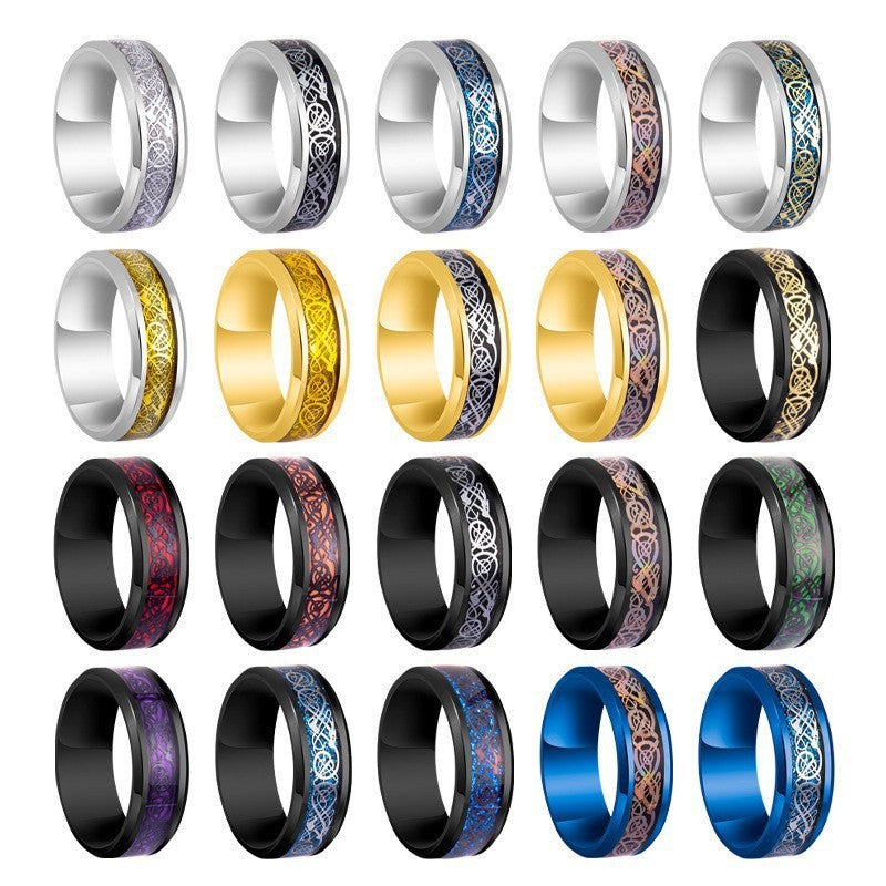 Vintage Geometric Titanium Steel Plated Ring Unisex Stainless Steel Jewelry