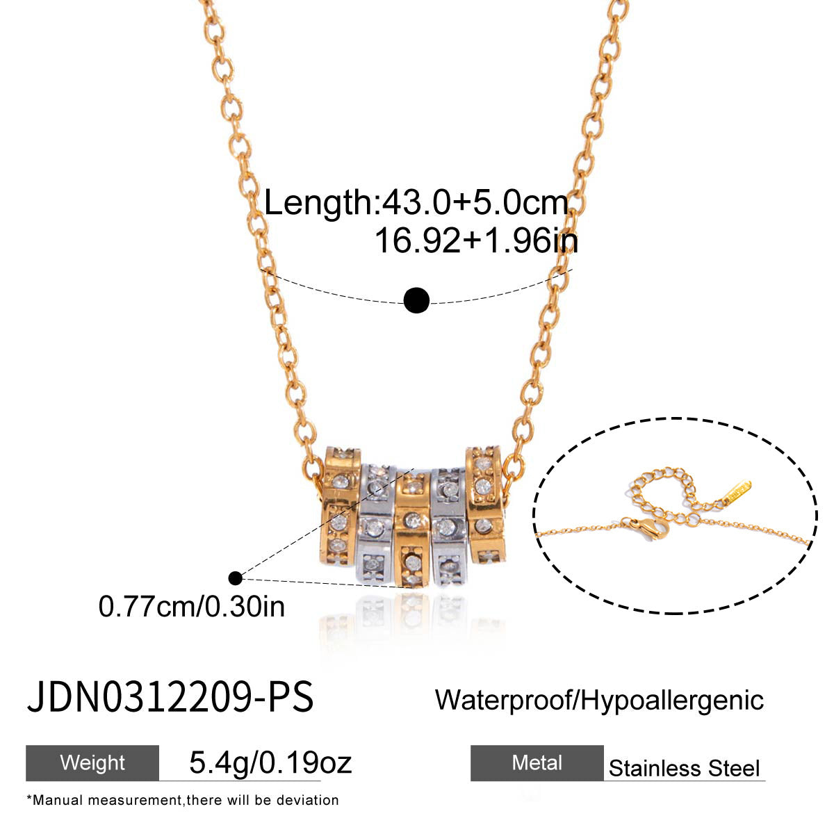 Minimalist Geometric Round Cubic Zirconia PVD Gold Plated Stainless Steel Necklace for Women