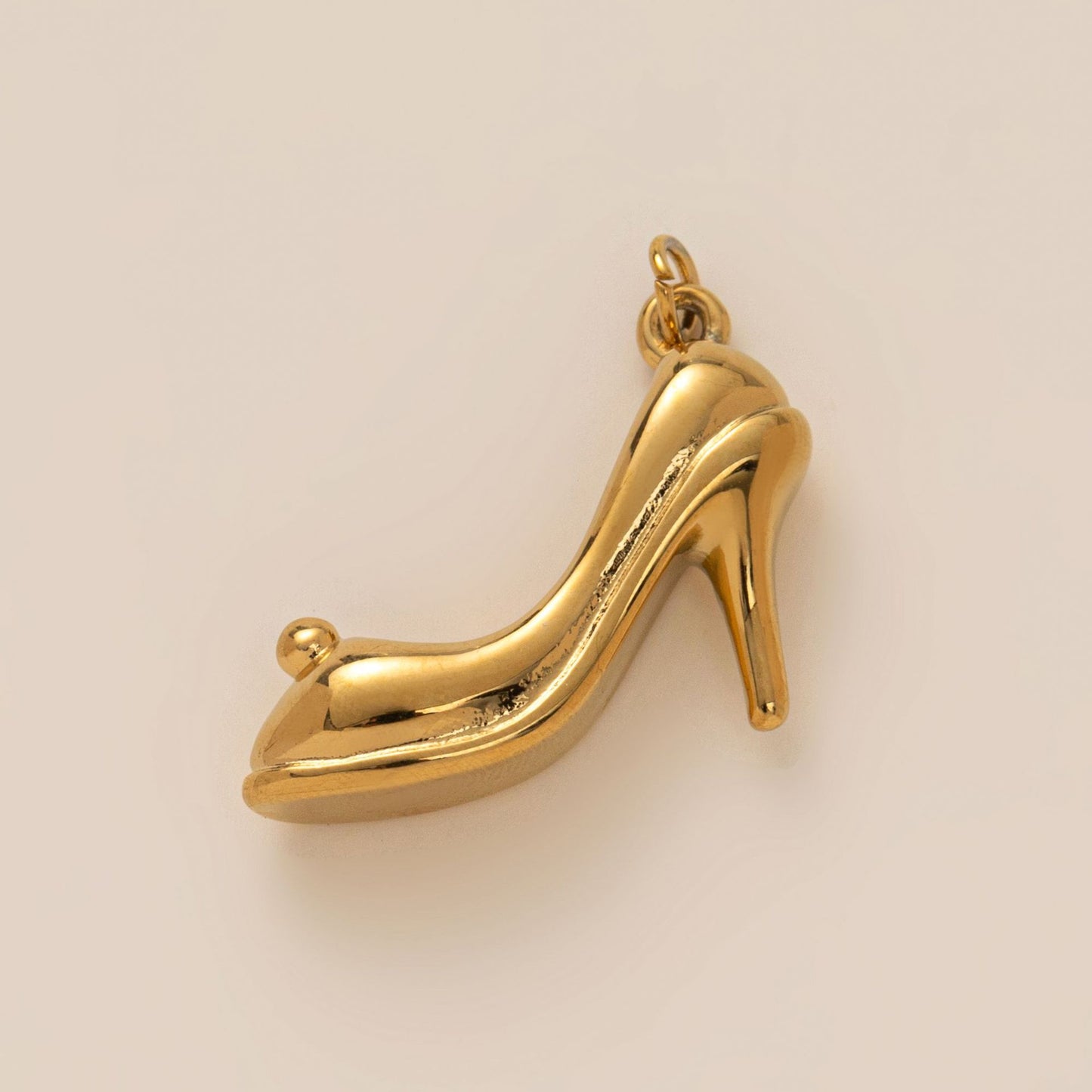 Vintage 18K Gold Plated Stainless Steel Boot Horseshoe Charm Bar PVD