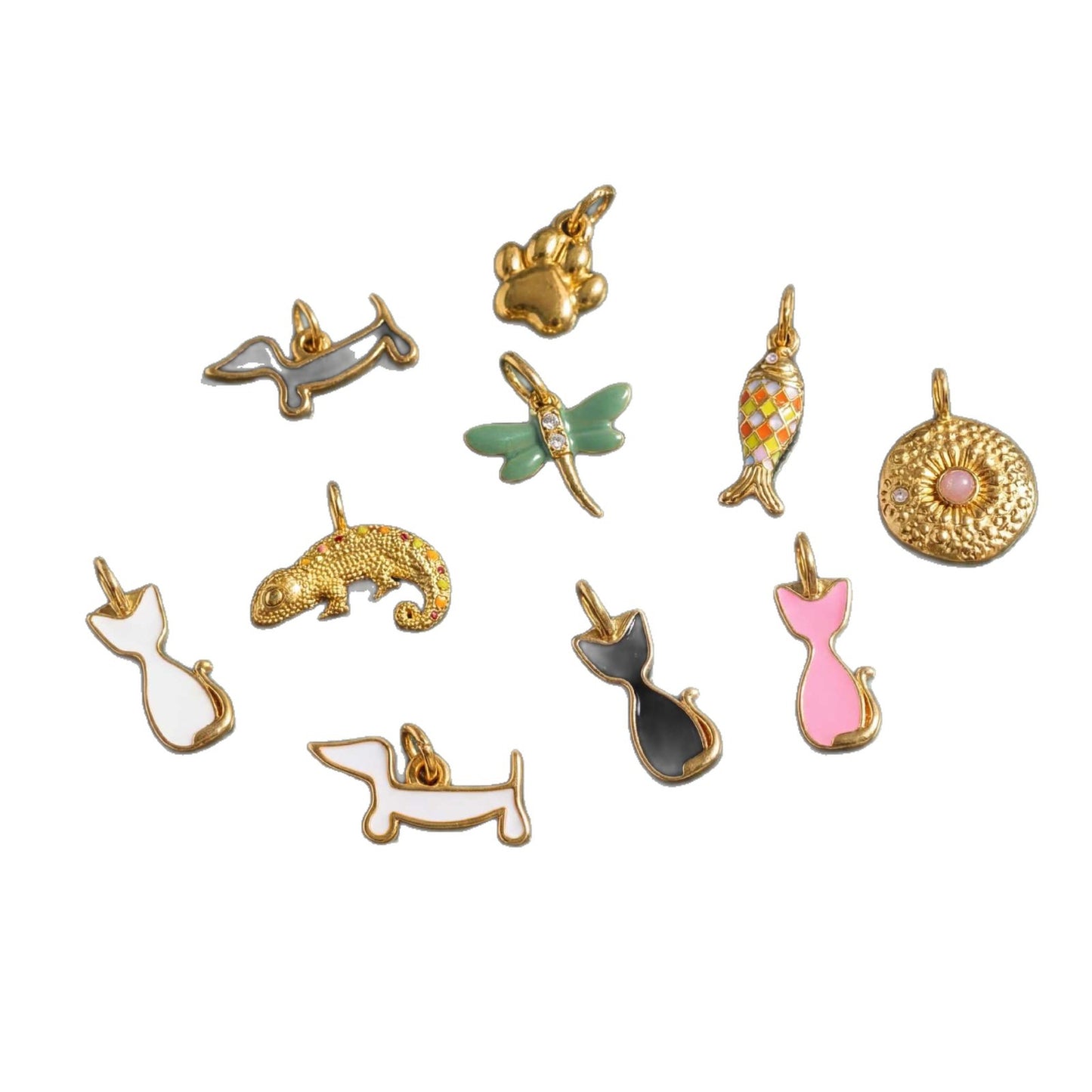 Elegant 18K Gold Plated Animal Shape Stainless Steel PVD Drip Oil DIY Charm Bar