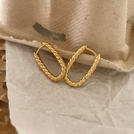 Minimalist U-Shaped Twisted Rope Earrings in 925 Sterling Silver for Women with Plated Finish