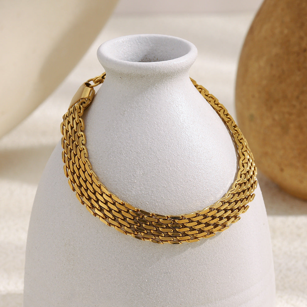 Bracciale geometrico minimalista placcato oro 18 carati in acciaio inossidabile alla moda da donna