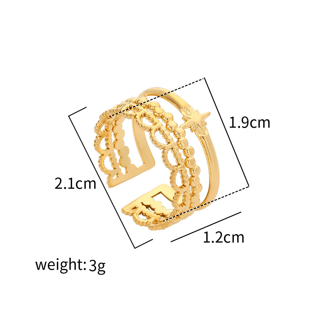 Minimalist Hip-hop Geometric Round Plated Titanium Steel Double Layer Open Ring