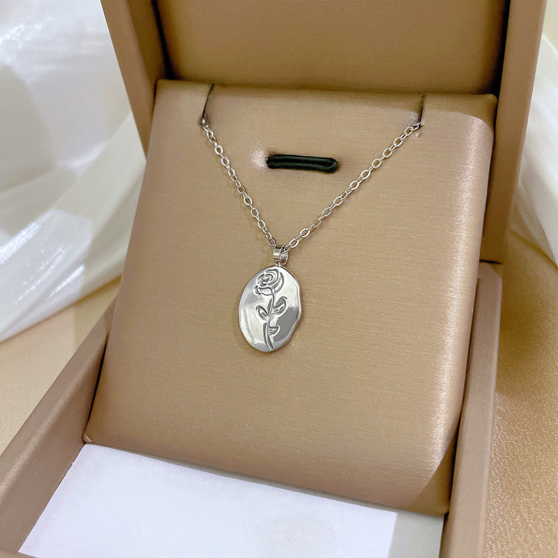 Geometric Minimalist Titanium Steel Plated Necklace with Stainless Steel 304 Pendant for Unisex